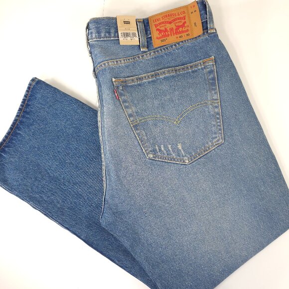 NWI LEVI'S 501 ORIGINAL STRAIGHT LEG MEN'S SIZE 40X30 EARLY BIRD BLUE DISTRESSED - Picture 1 of 16
